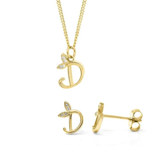 Say It With Dainty Winged Initial Bundle - Yellow Gold