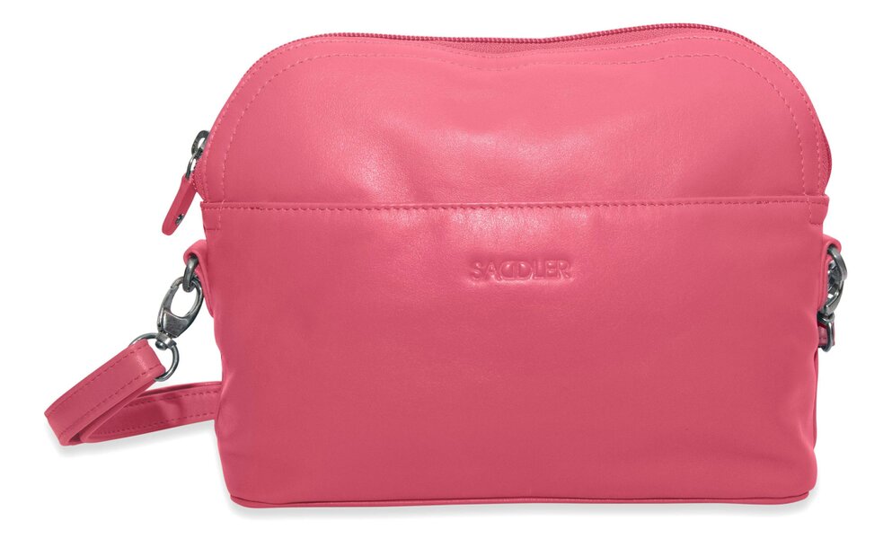 SADDLER BROOKLYN Leather Zip Top Handbag - Adjustable  Shoulder Strap, Multiple Pockets - RFID Protected - Fuchsia