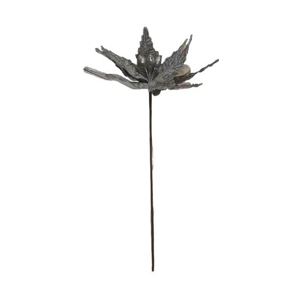 Samuel Alexander 50cm Silver Velvet Poinsettia Stem with Glitter Christmas Decoration
