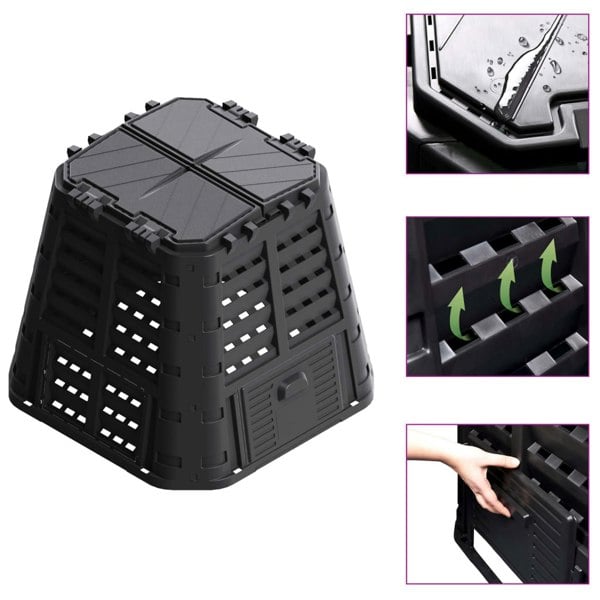 Berkfield Garden Composter Black 93.3x93.3x80 cm 480 L
