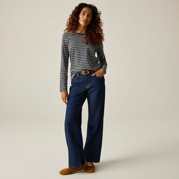 Regatta Womens Federica Stripe Long-Sleeved T-Shirt - Navy/Light Vanilla
