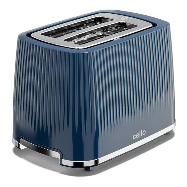 Cello Breakfast Bundle - Textured Kettle + 2 Slice Toaster - Blue