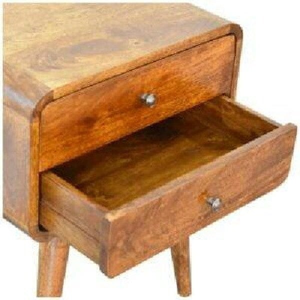 Wyld Haus Ostuni Curved Mango Wood Chestnut Bedside Table 2 Drawers