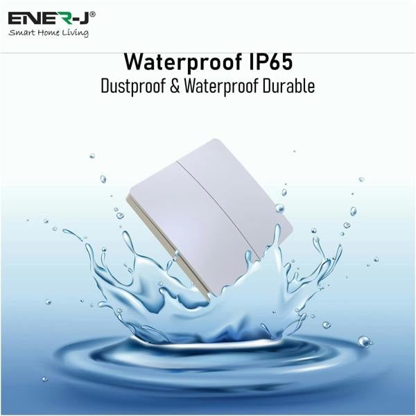ENER-J's 2 Gang Wireless Switch White + 2 ways, 5A*2 600W RF Receiver for Non Dimmable Switch
