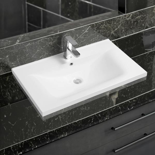 5001 ceramic 81cm mid edge inset basin with scooped bowl