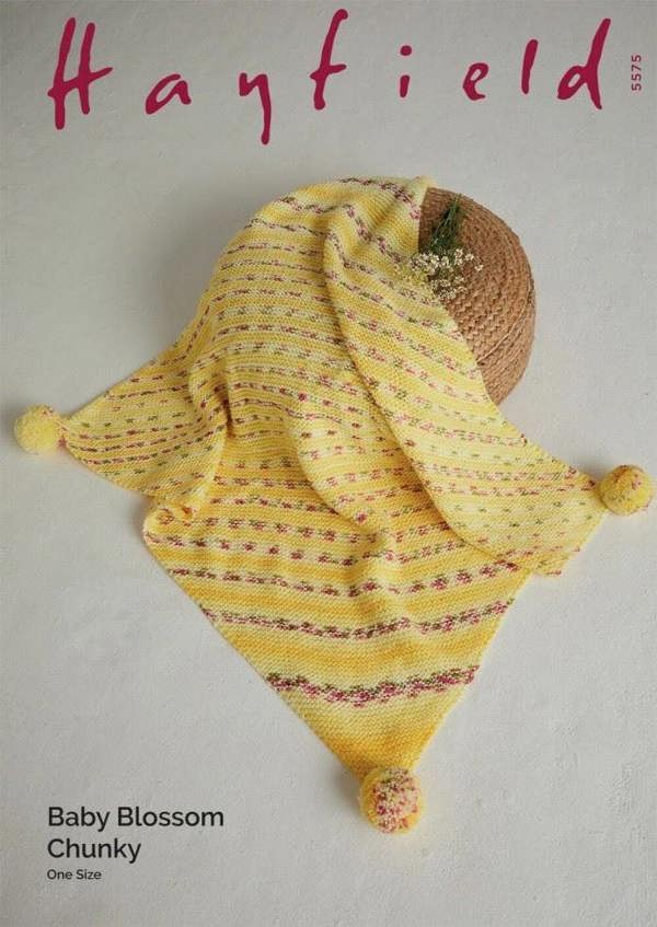 Hayfield Baby Blossom Chunky Knitting Pattern 5575, Blankets for Baby, One Size