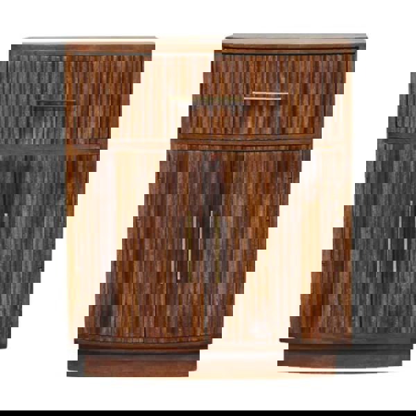 Artisan Furniture Solid Wood Curved Ribbed Bedside with Drawer