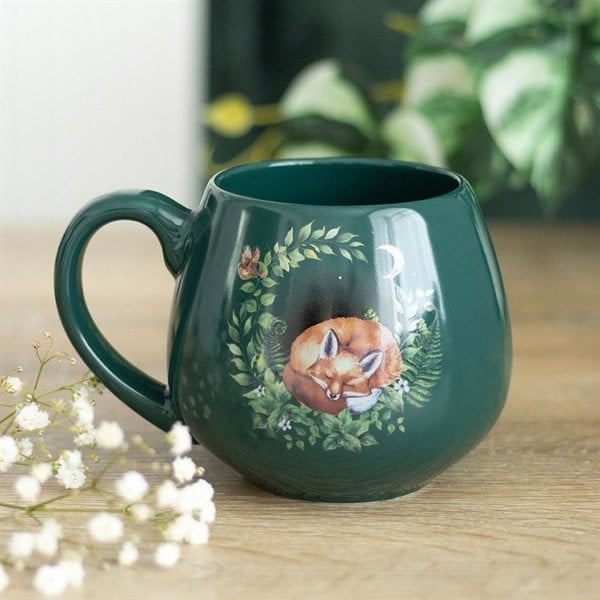 Serano Green Sleeping Fox Rounded Mug