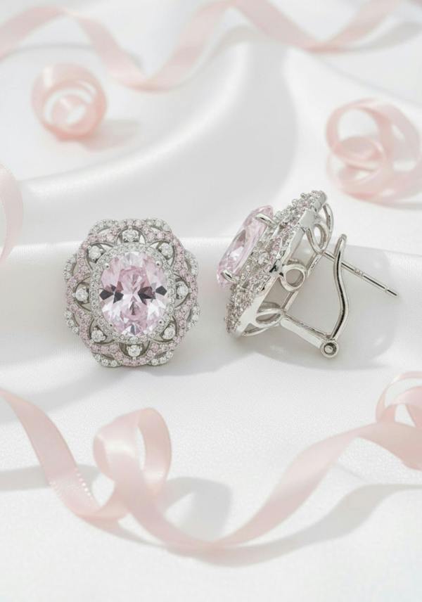Latelita Palais Stud Earrings Morganite Silver