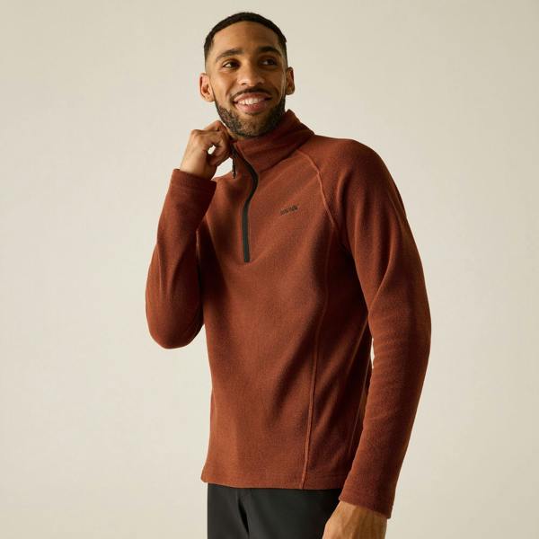Regatta Great Outdoors Mens Kenger Half Zip Honeycomb Fleece - Burnt Henna