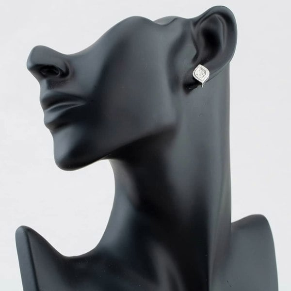 T. H. Baker Silver Pave Marquise Shaped Stud Earrings E611511