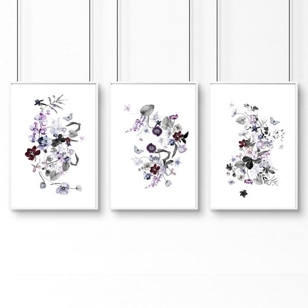 Flower art | set of 3 wall art for Home office decor