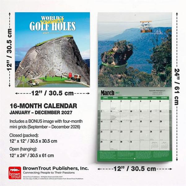 World's Toughest Golf Holes Calendar 2027, Wall Calendars, Month To View, Sports, Gift