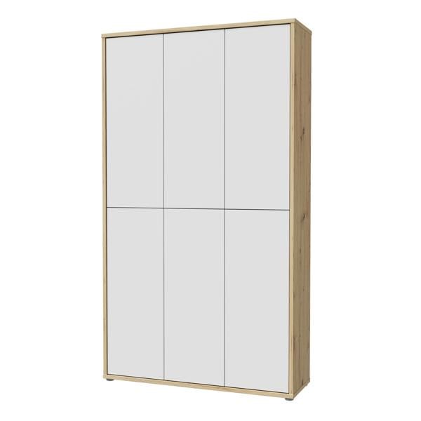Furniture To Go Alice Springs Shoe cabinet with 6 Doors Push-to-Open in Artisan Oak and Light Grey Doors