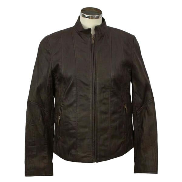 Eastern Counties Leather Womens Standing Collar Jacket - Brown