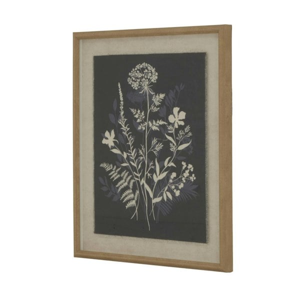 Hill Interiors Flora & Fauna Collection Meadow Beaded Linen Framed Wall Art - White/Black