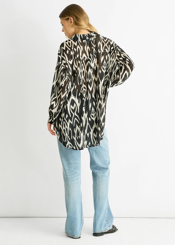 Gini London Mono Abstract Print Oversized shirt