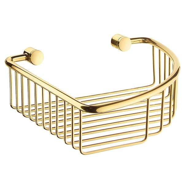 Polished brass corner shower basket