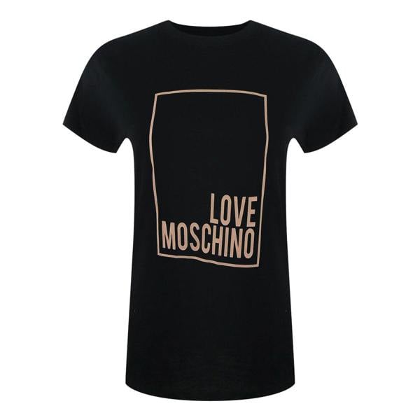 Love Moschino Pink Box Logo Black T-Shirt - Nova Clothing