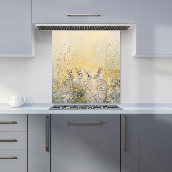 Warren Reed Bunny Rabbits in Meadow Glass Kitchen Splashback - 00009