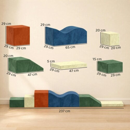 AIYAPLAY Kids Soft Play Set, 6PCS Foam Climbing Blocks with Non-Slip Base