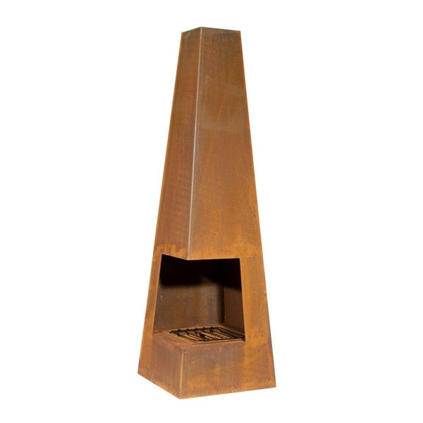 45x150cm CORTEN STEEL Chininea Wood Burner - Fire Pit Garden Heater Outdoor Rust - LoopsDirect