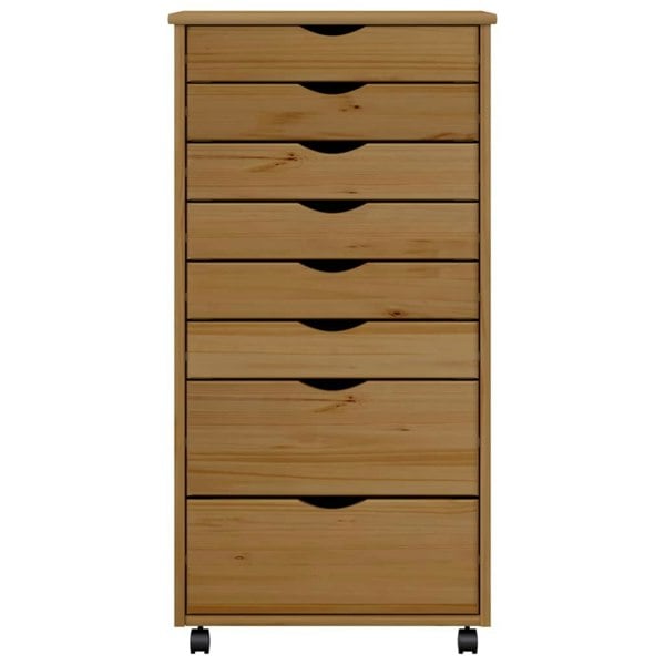 Berkfield Rolling Cabinet with Drawers MOSS Honey Brown Solid Wood Pine