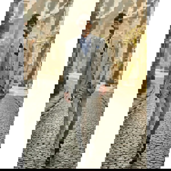 House Of Cavani Thomas - Men’s Grey 3 Piece Wool Blend Tweed Suit