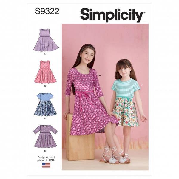 Simplicity Sewing Pattern 9322, Dresses for Kids, Teenagers, CCE (3-4-5-6) - Easy
