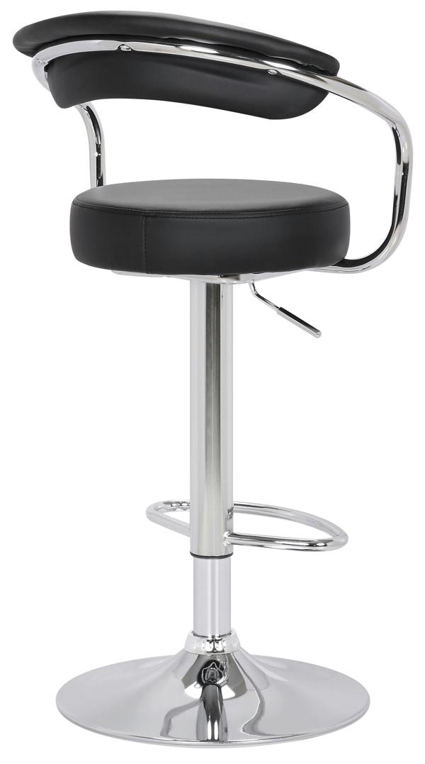 Lamboro Zenith Single Kitchen Bar Stool, Chrome Footrest, Height Adjustable Swivel Gas Lift, Breakfast Stool & Home Barstool, Black