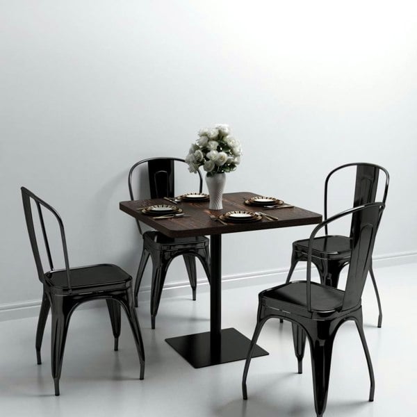 Berkfield Bistro Table MDF and Steel Square 80x80x75 cm Dark Ash