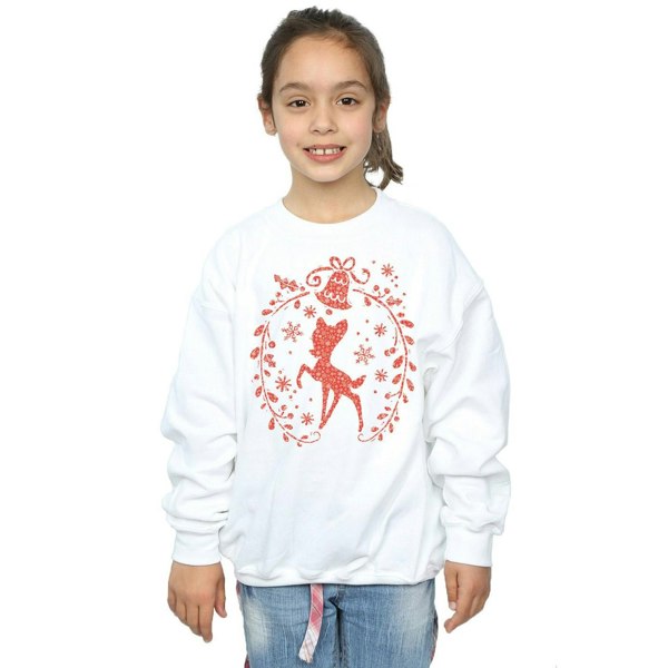 Disney Girls Bambi Christmas Wreath Sweatshirt - White