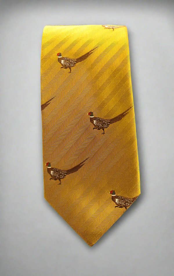 Gold Walking Pheasant Country Silk Neck - Tie by Van Buck - Claudio Lugli Shirts