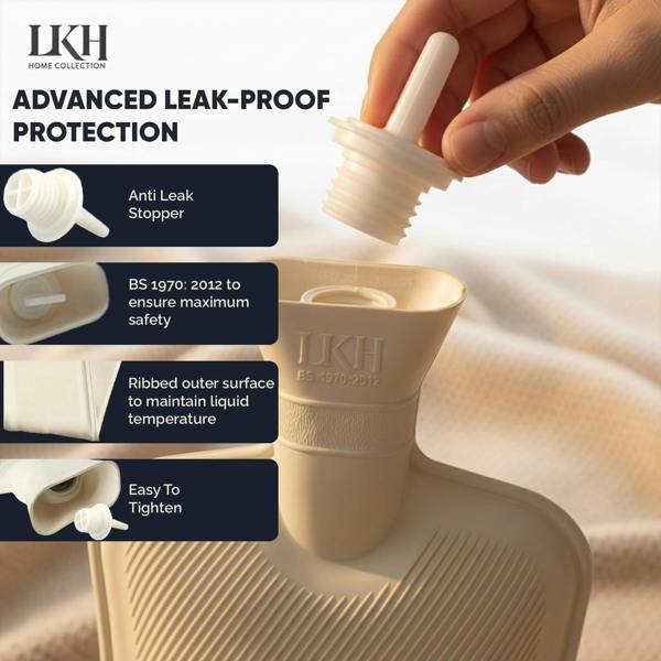 LKH HOME COLLECTION Wearable Hot Water Bottle with Cover UK - 1Litre Wrap Around Hot Water Bottles with Adjustable Belt, Luxurious Sherpa