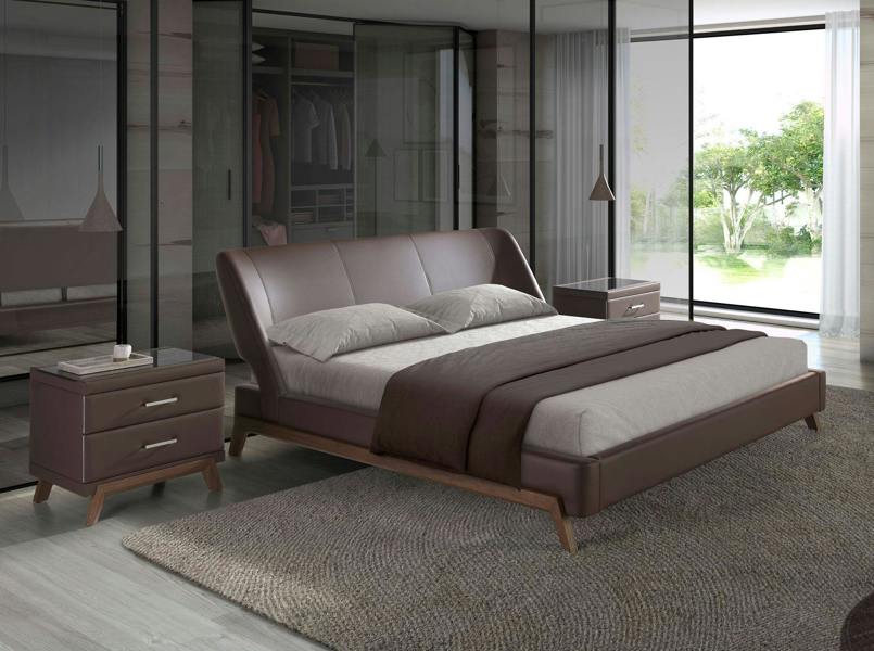 Angel Cerdá Chocolate Brown Leatherette Bed 7159