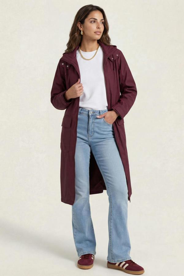 Urban Bliss Rubberised Raincoat Burgundy