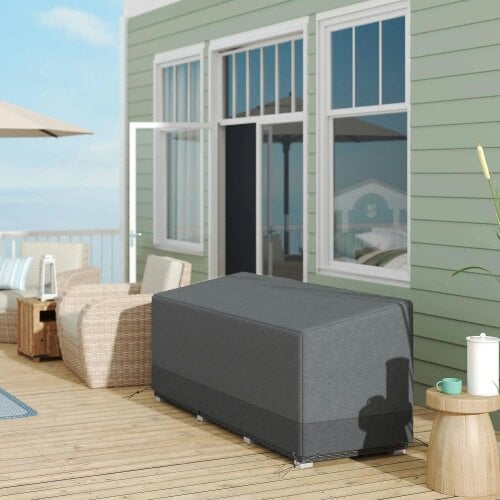 Bobobiy Rectangular Garden Furniture Cover Waterproof for 3 Seater Sofa Bistro Set, 190 x 72 x 76cm, Grey