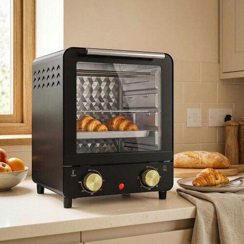 HOMCOM Mini Oven, 15 L Electric Oven and Grill, 60 Minute Timer, Black