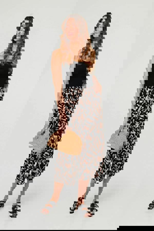 Black | Geo Print High Waist Cropped Trousers