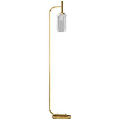 Wyld Haus Zizi Metal Gold Tone LED Floor Lamp With Glass Shade And Adjustable Brightness