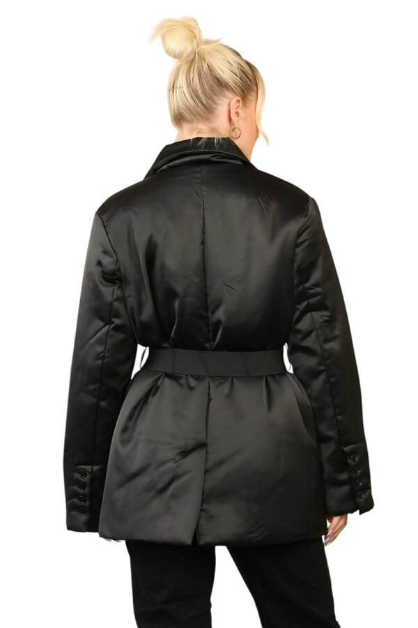 Luxury Black Puffer Jacket with a Belt