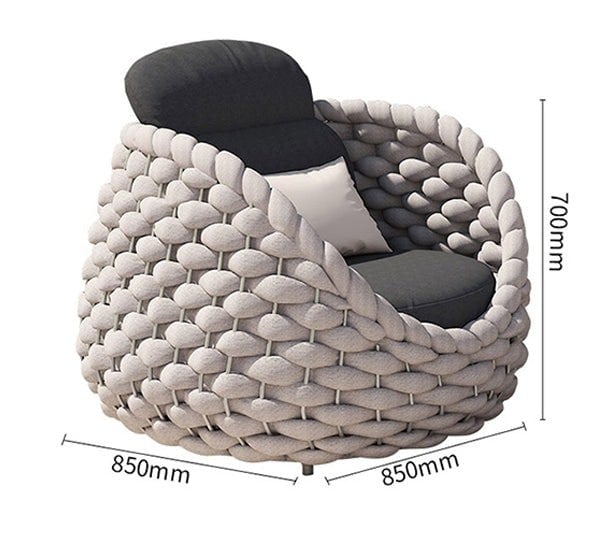 Marbella Textilene Rope Woven Outdoor Sofa Set, Grey-Weilai Concept-Weilai Concept