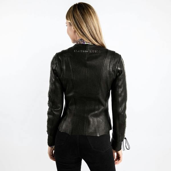 WOMENS FITTED LEATHER JACKET WITH CHAINS – Premium Men's Patterned Shirt by Claudio Lugli | Bold Design, Tailored Fit, Best Printed Shirts