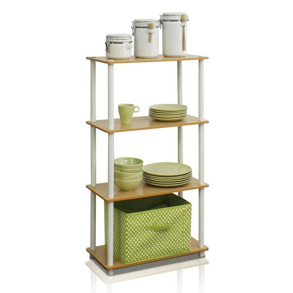 WALPLUS Turn-N-Tube 4-Tier Multipurpose Shelf Display Rack, Beech/White perfect for organized storage and display