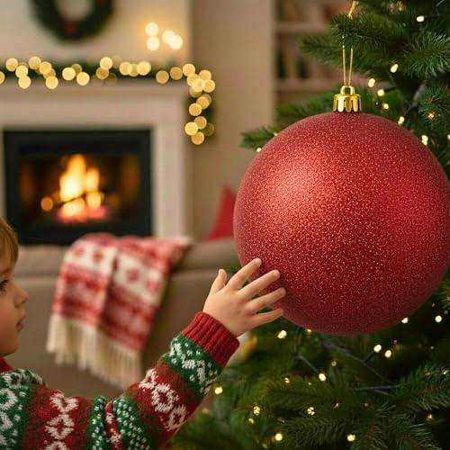 25cm Dark Red Glitter Christmas Bauble for Tree, Garlands and Seasonal Home Décor image 8