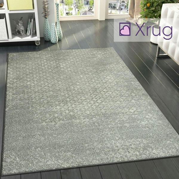 XRUG Modern Grey Ivory Rug Checkered Pattern Woven Low Pile Carpet Living room & Bedroom Floor Mat