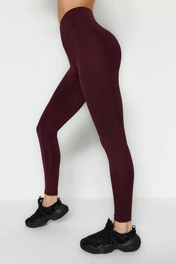WOVCOR Extra-Compensating Knit Sports Leggings with Wide Waist Elastic