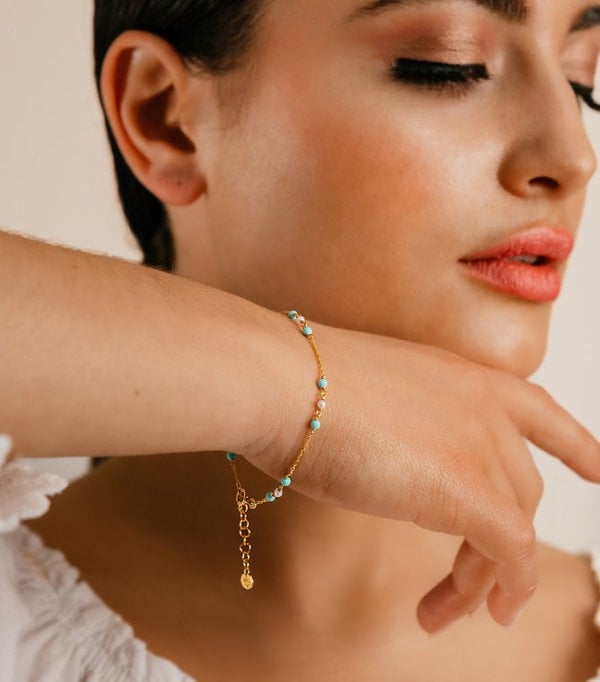 Hafeez Jewellery Bahr Turquoise and Pearl Bracelet