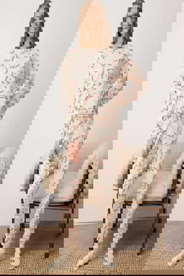 WOVCOR 2-Piece 100% Cotton Christmas Themed Knit Pajama Set