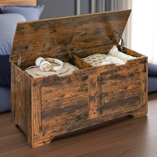 Rafaelo Mobilia Wooden Storage Trunk With 2 Lids